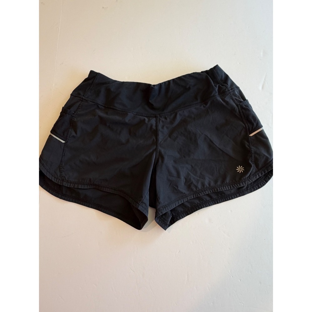 Athleta Black‎ Running Shorts Women Mesh Pockets Zipper Back Pocket S